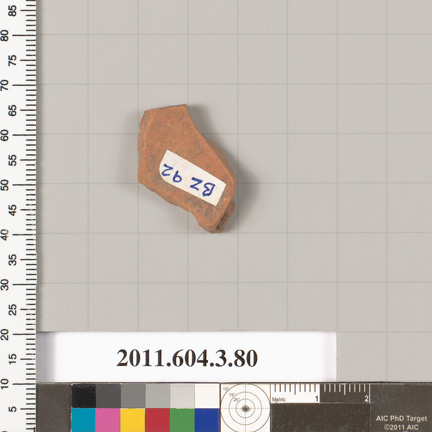 Terracotta fragment of an amphora (jar), Terracotta, Greek, Attic