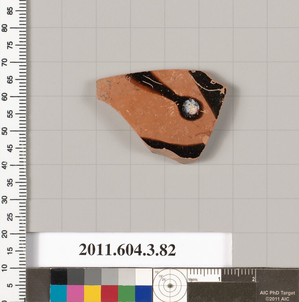 Terracotta fragment of an amphora (jar), Terracotta, Greek, Attic 