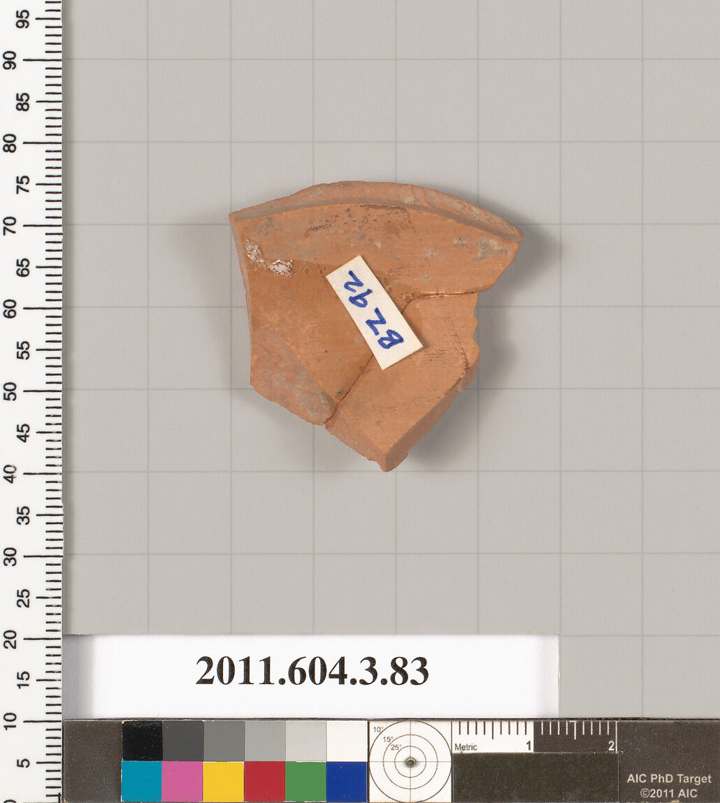 Terracotta fragment of an amphora (jar), Terracotta, Greek, Attic