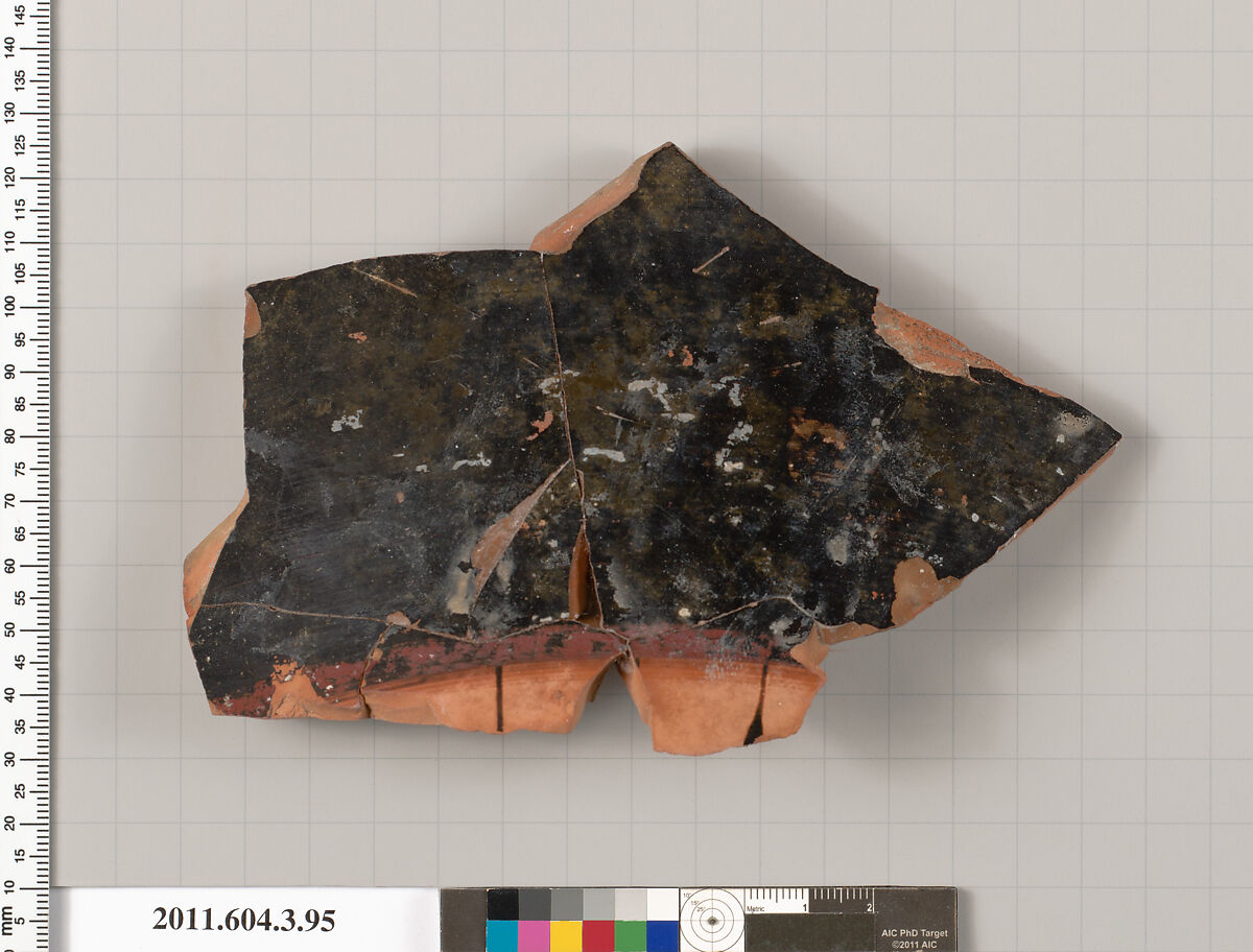 Terracotta fragment of an amphora (jar), Terracotta, Greek, Attic 