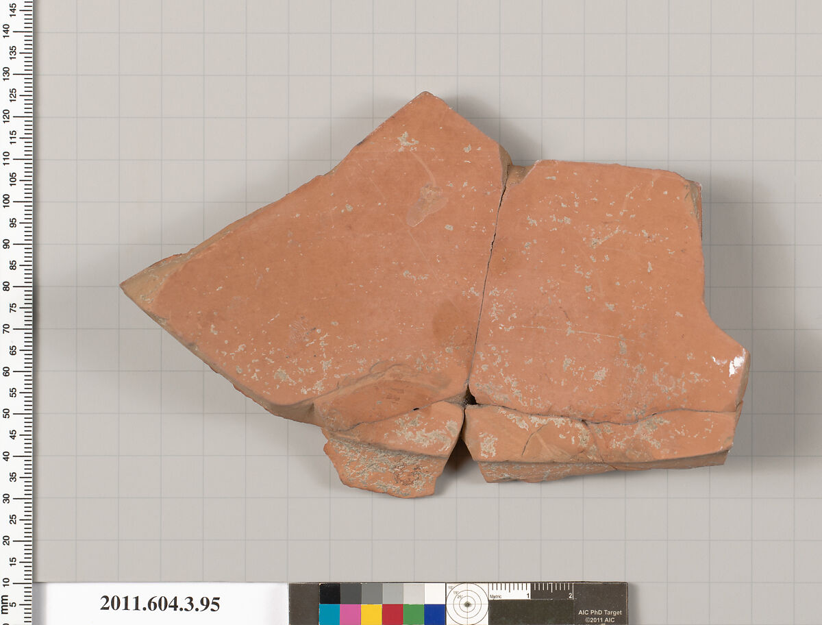 Terracotta fragment of an amphora (jar), Terracotta, Greek, Attic