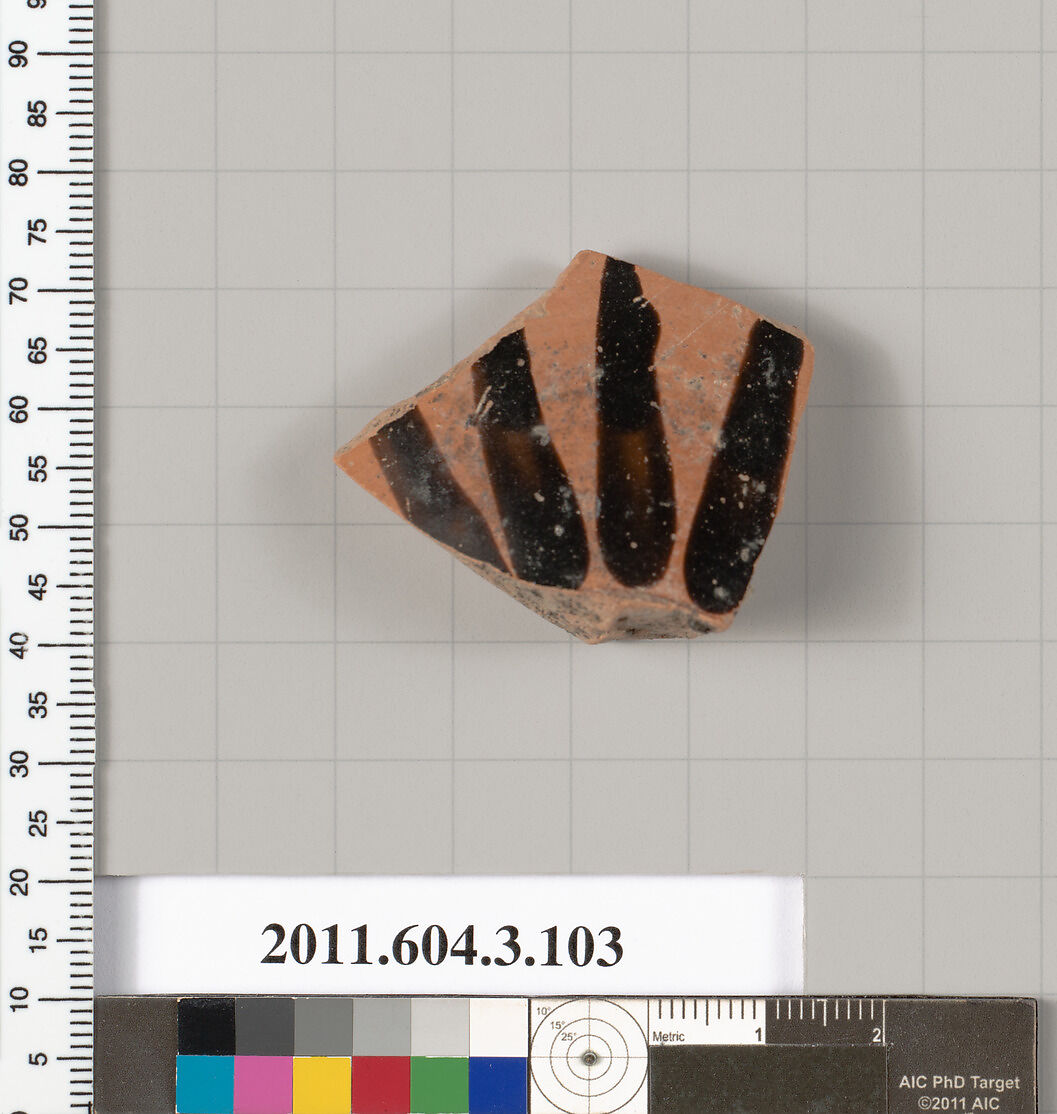 Terracotta fragment of an amphora (jar), Terracotta, Greek, Attic