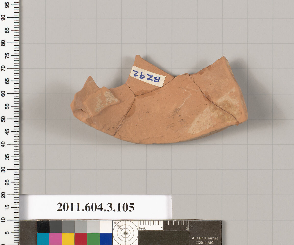 Terracotta fragment of an amphora (jar), Terracotta, Greek, Attic?