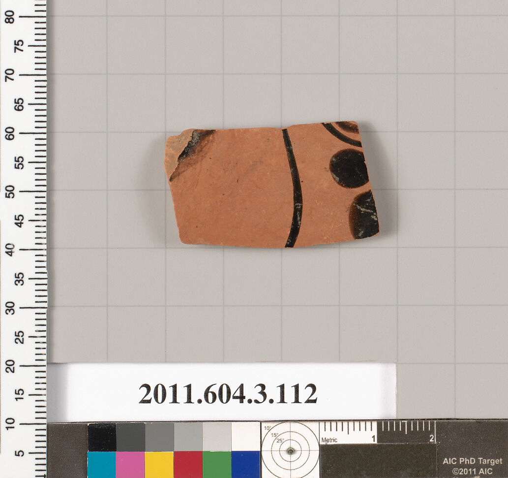 Terracotta fragment of an amphora (jar), Terracotta, Greek, Attic 