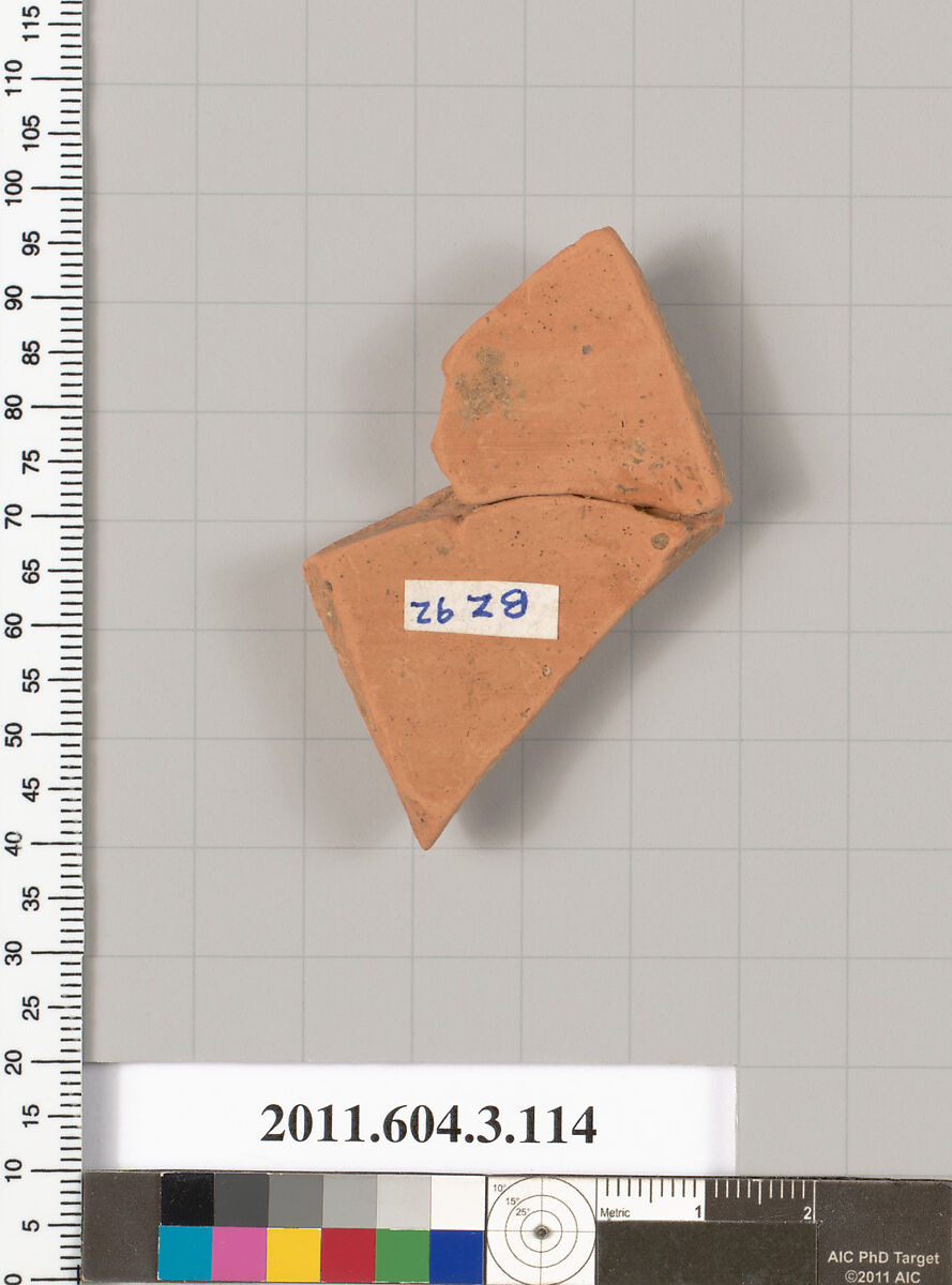 Terracotta fragment of an amphora (jar), Terracotta, Greek, Attic