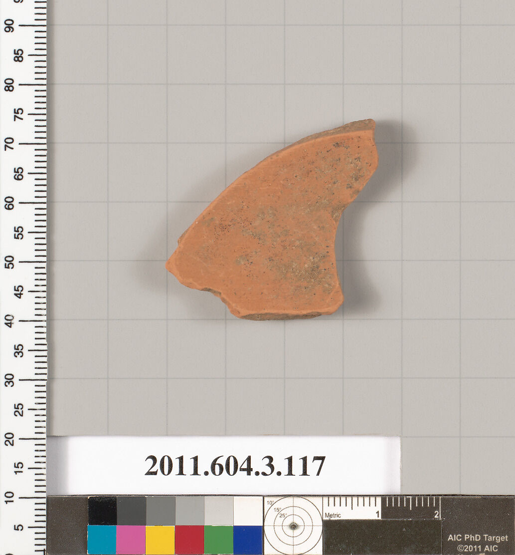 Terracotta fragment of an amphora (jar), Terracotta, Greek, Attic