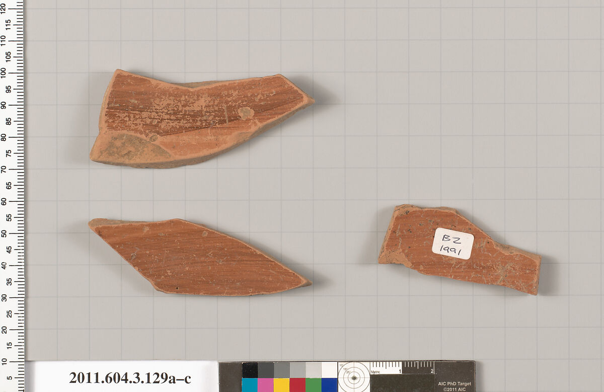 Terracotta fragments of amphorae (jars), Terracotta, Greek, Attic