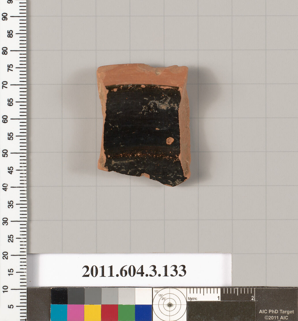 Terracotta fragment of an amphora (jar), Terracotta, Greek, Attic