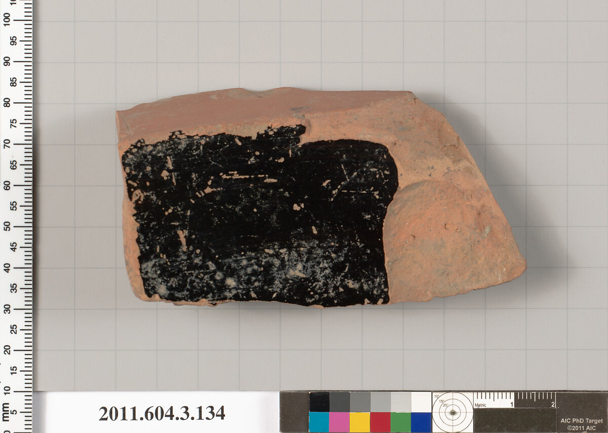 Terracotta fragment of an amphora (jar), Terracotta, Greek, Attic