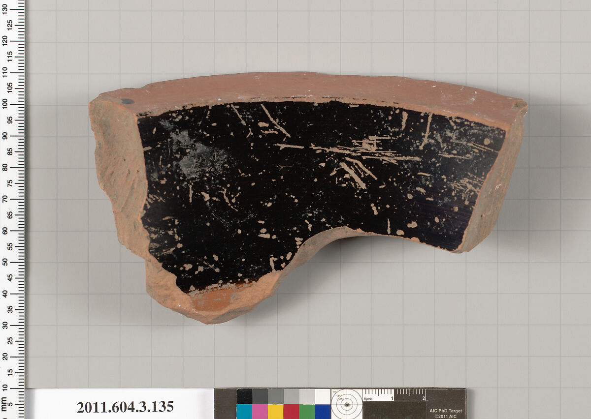 Terracotta fragment of an amphora (jar), Terracotta, Greek, Attic