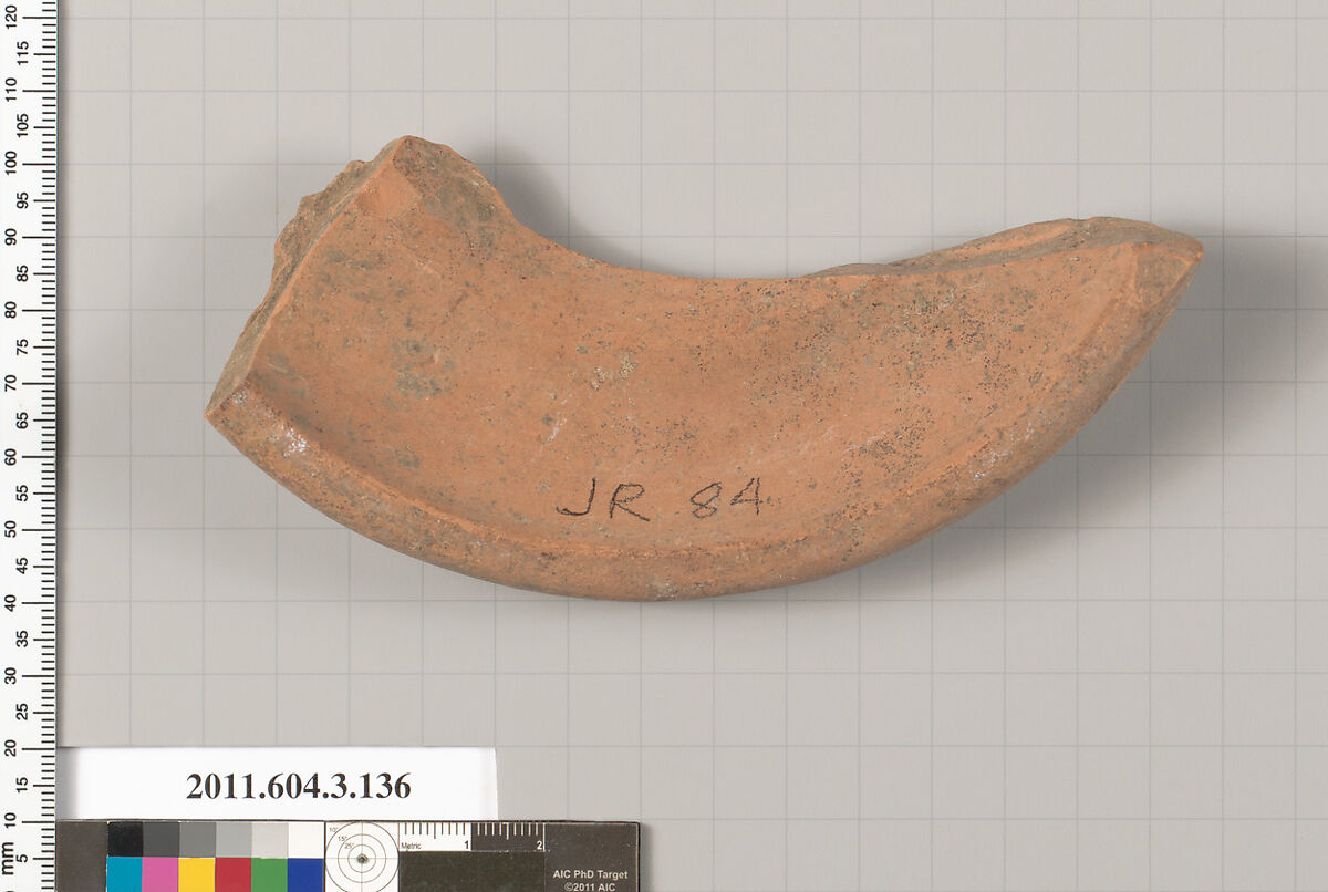 Terracotta fragment of an amphora (jar), Terracotta, Greek, Attic