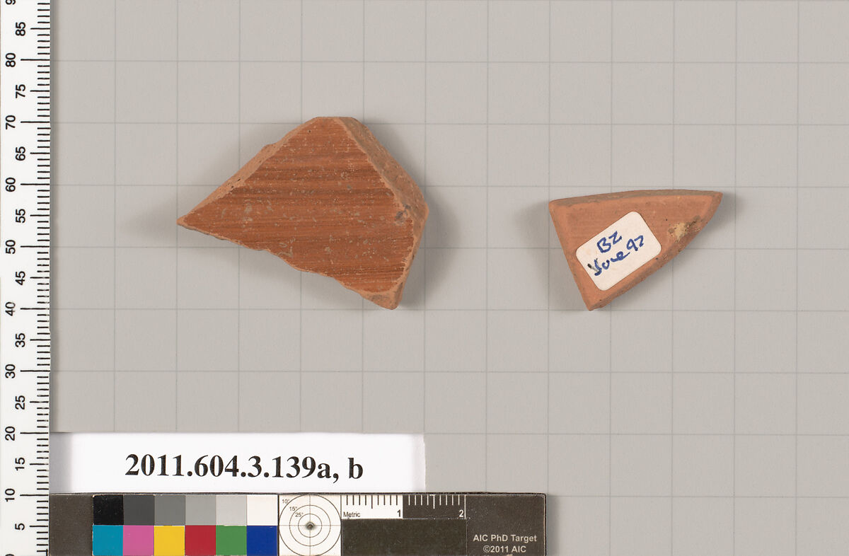 Terracotta fragments from closed shapes, Terracotta, Greek, Attic