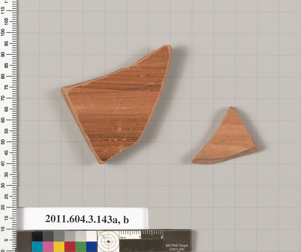 Terracotta fragments from closed shapes, Terracotta, Greek, Attic?