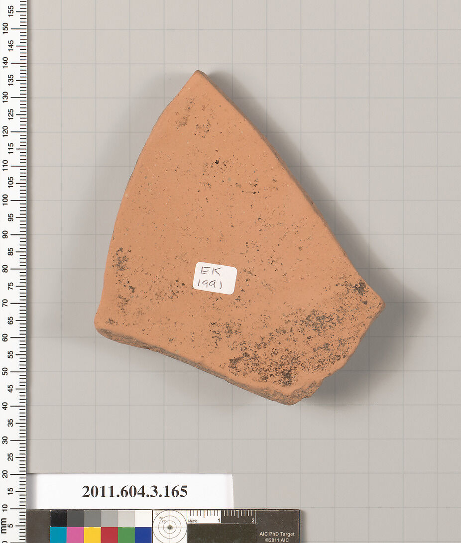 Terracotta fragment of an amphora (jar), Terracotta, Greek, Attic