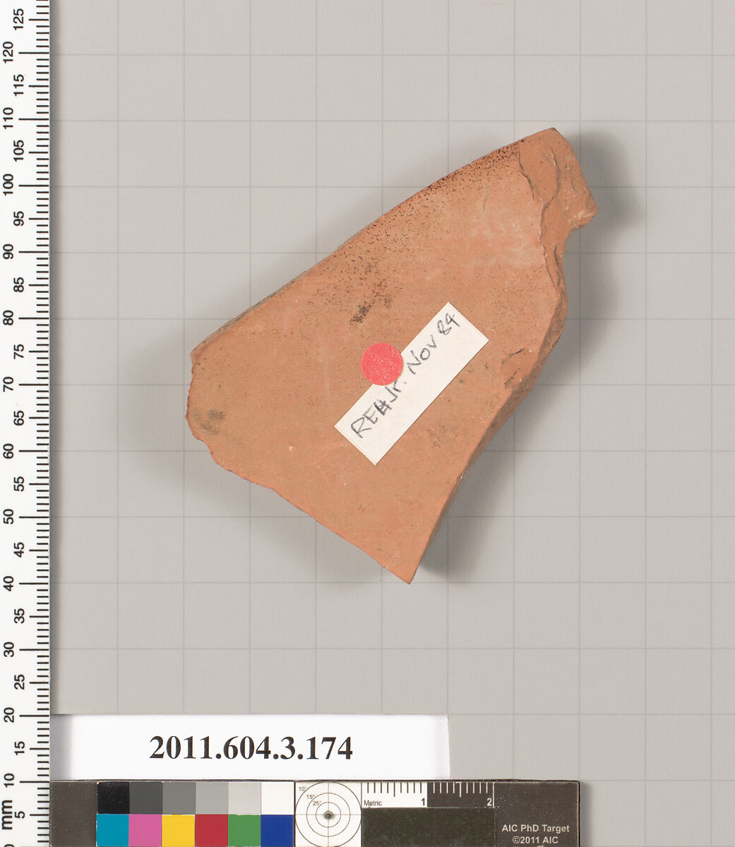 Terracotta fragment of an amphora (jar), Terracotta, Greek, Attic