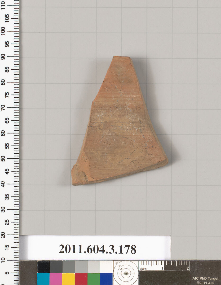 Terracotta fragment of an amphora (jar), Terracotta, Greek, Attic