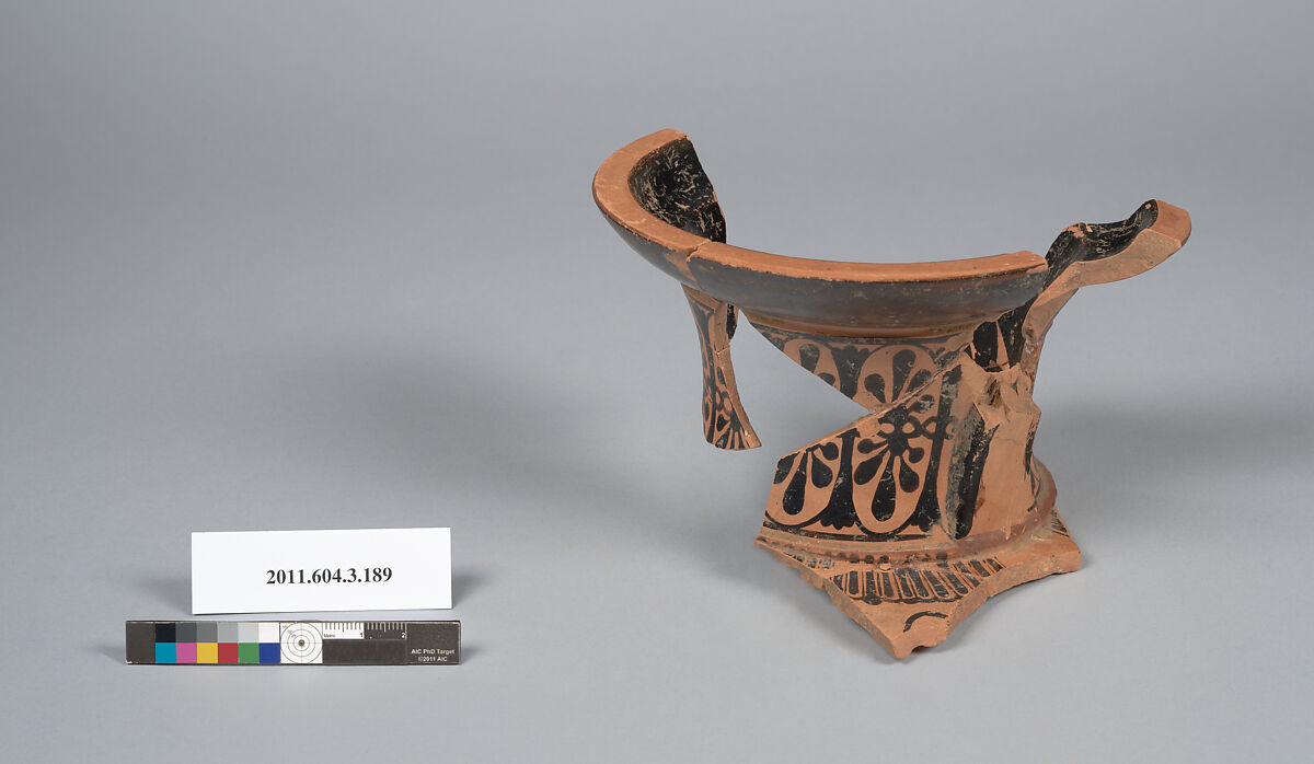 Terracotta fragment of a neck-amphora (jar), Terracotta, Greek, Attic 