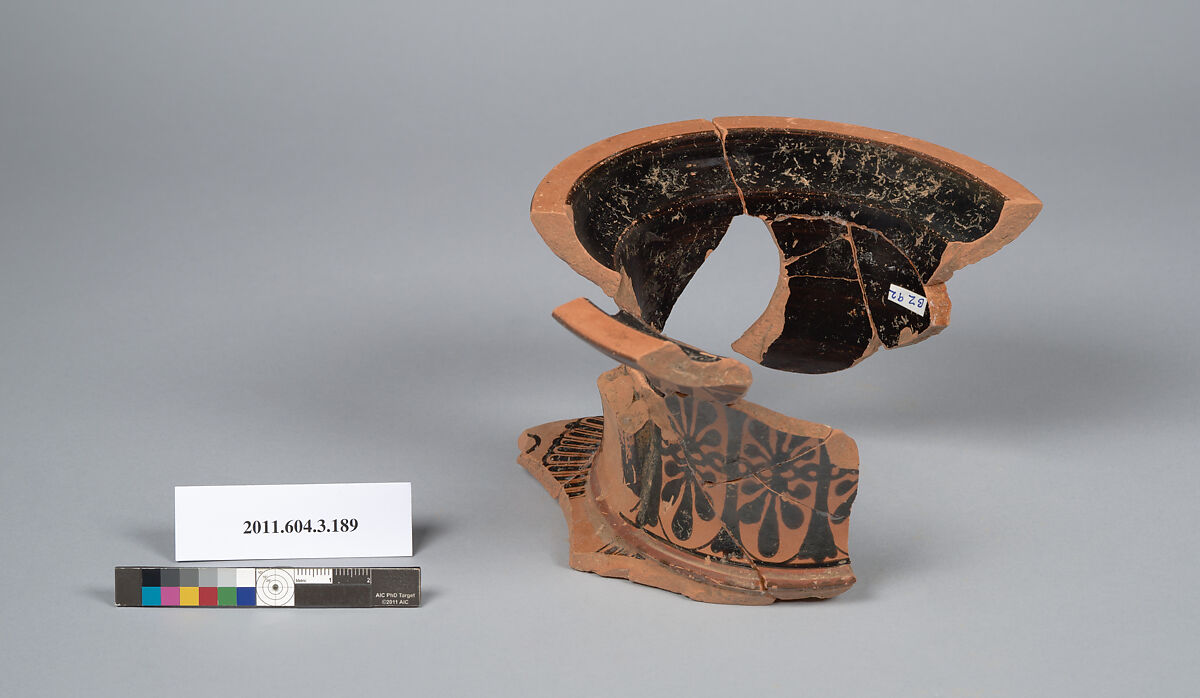 Terracotta fragment of a neck-amphora (jar), Terracotta, Greek, Attic
