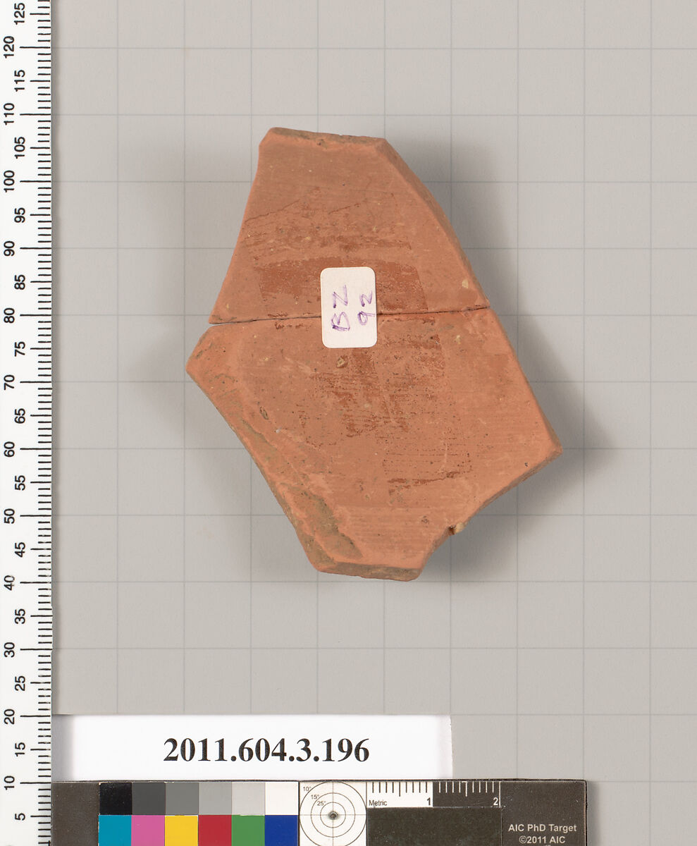 Terracotta fragment of a neck-amphora (jar), Terracotta, Greek, Attic