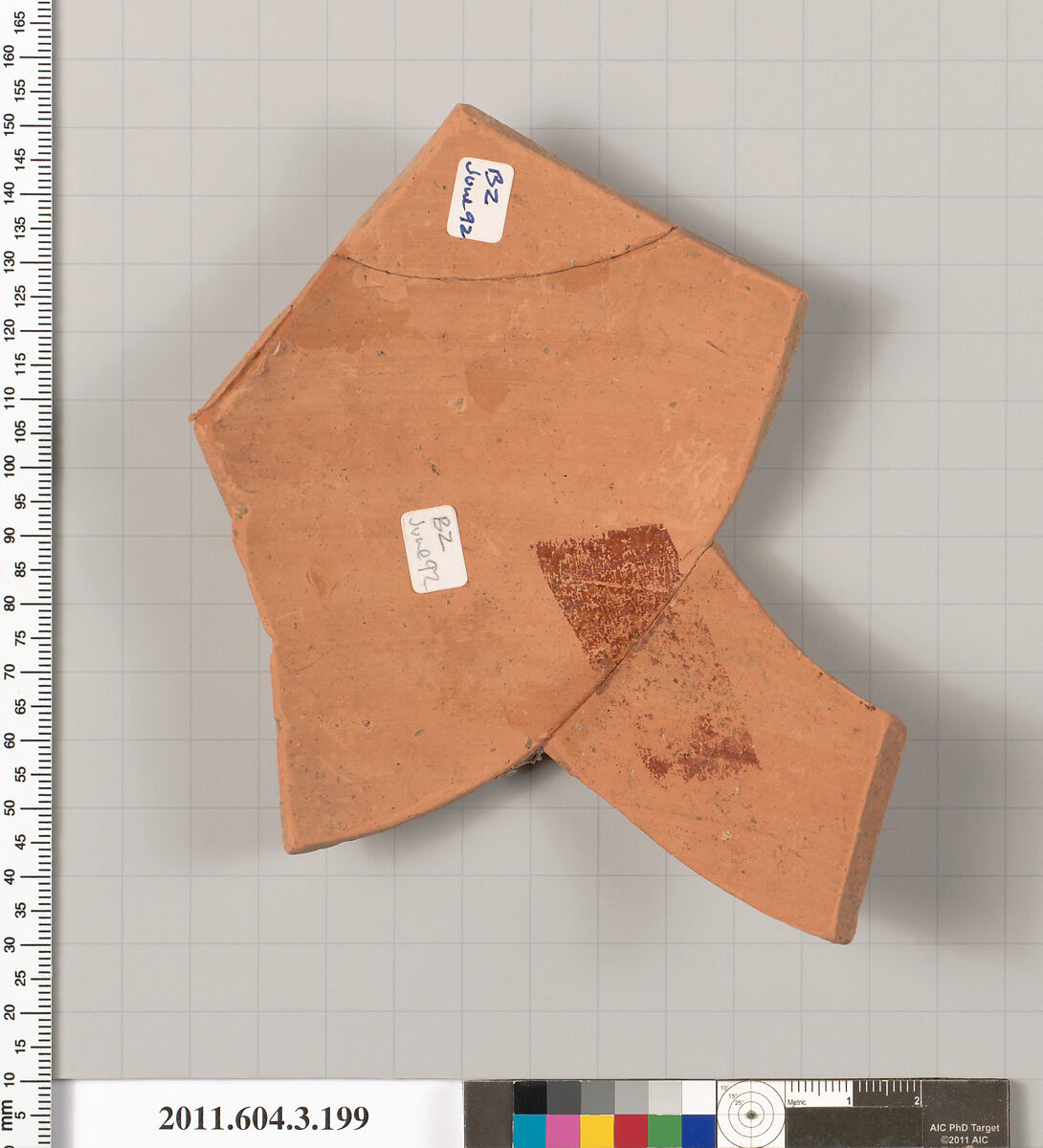 Terracotta fragment of a neck-amphora (jar), Terracotta, Greek, Attic