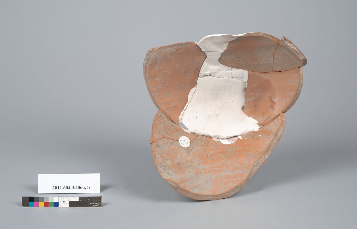 Terracotta fragments of a neck-amphora (jar), Terracotta, Greek, Attic
