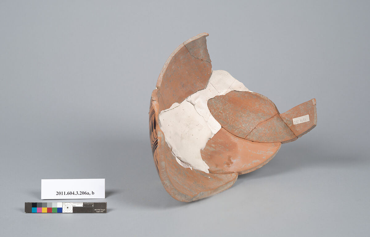 Terracotta fragments of a neck-amphora (jar), Terracotta, Greek, Attic