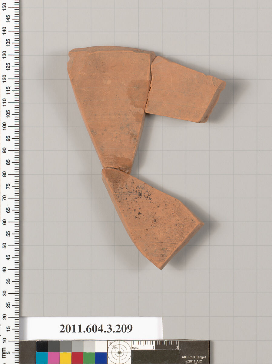 Terracotta fragment of a neck-amphora of Nicosthenic shape (jar), Terracotta, Greek, Attic