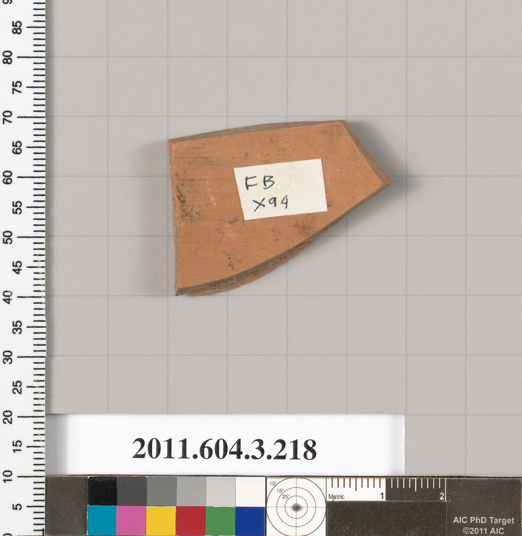 Terracotta fragment of a neck-amphora of Nicosthenic shape (jar), Terracotta, Greek, Attic