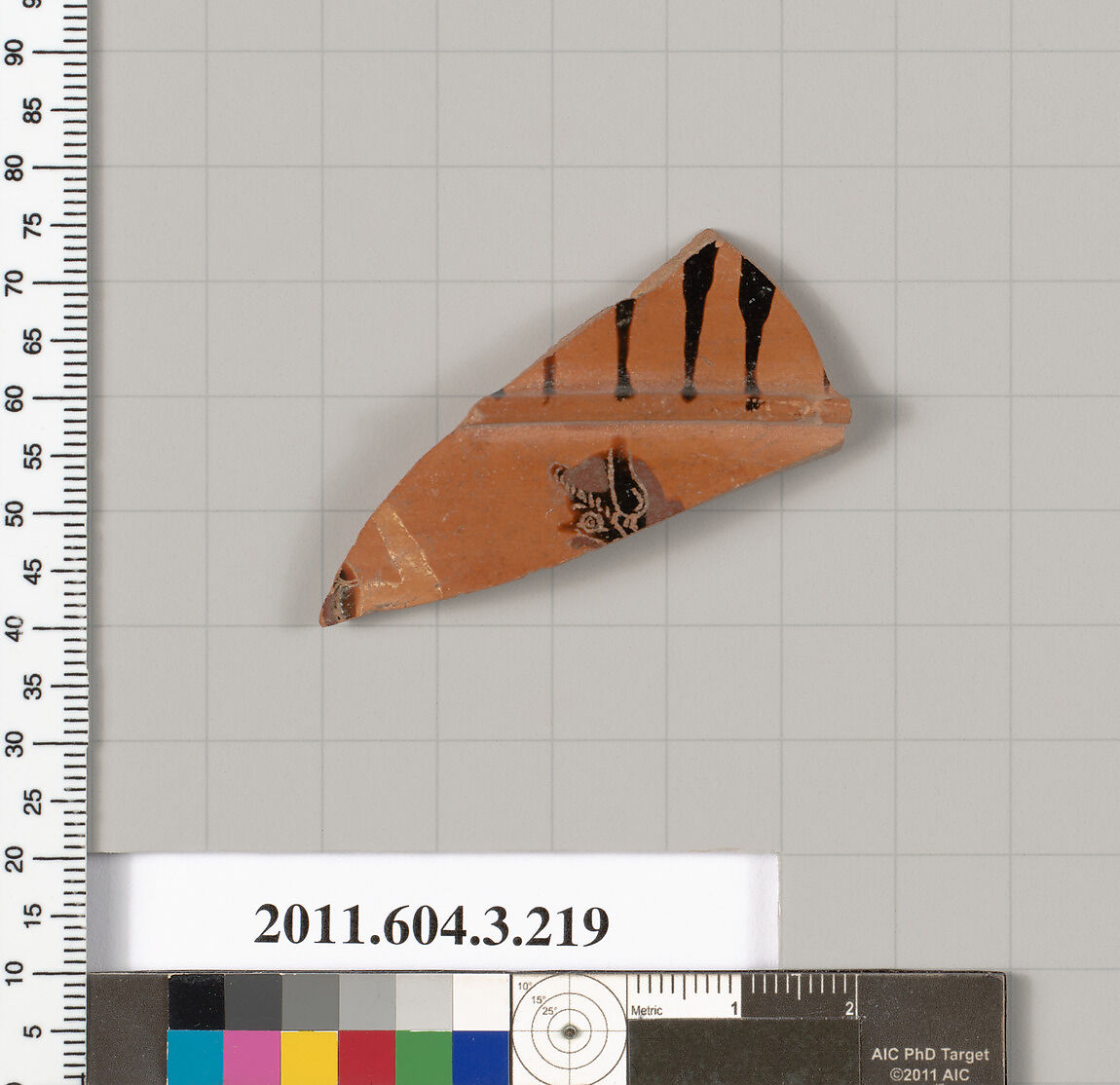 Terracotta fragment of a neck-amphora of Nicosthenic shape (jar), Terracotta, Greek, Attic 