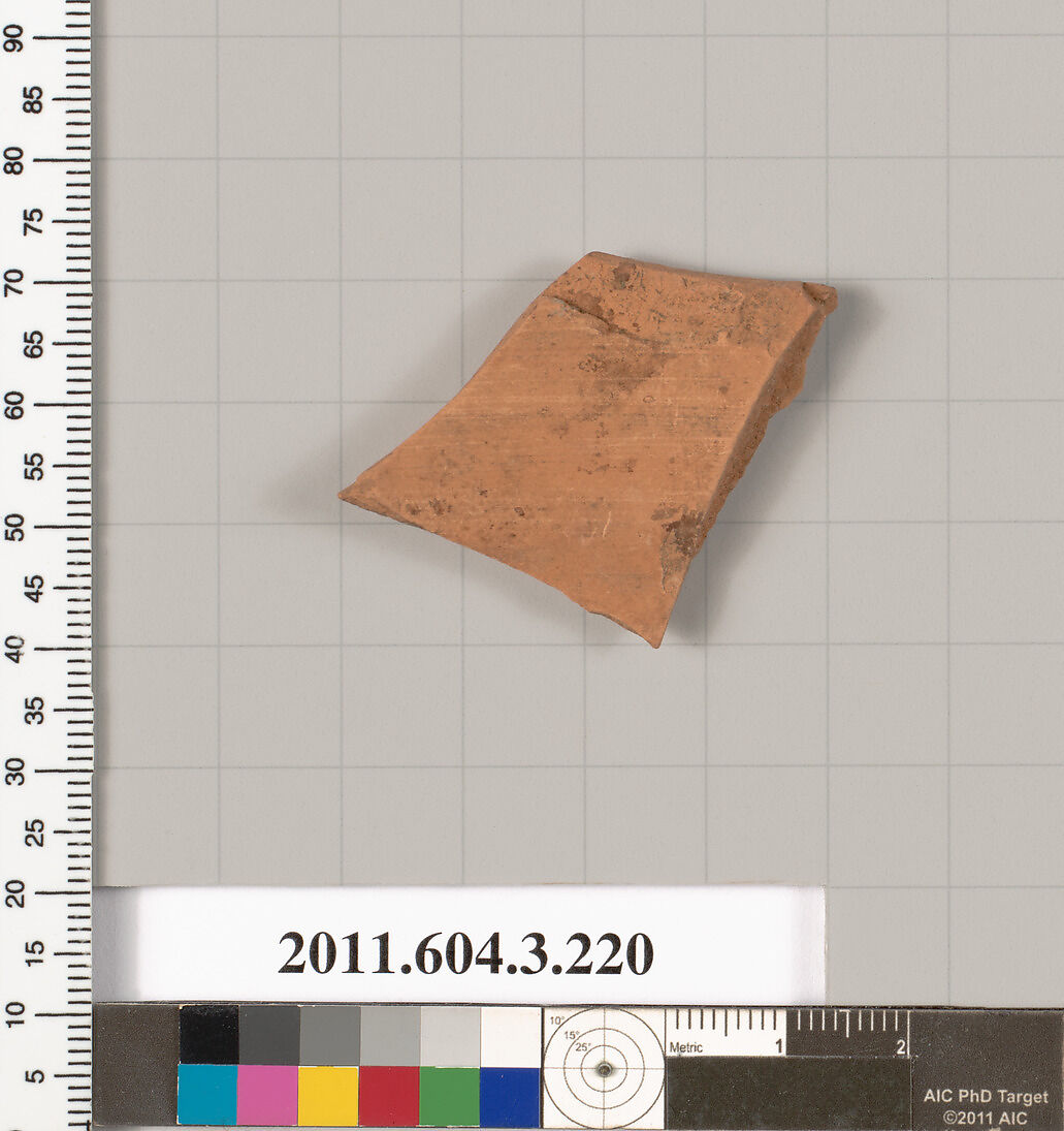 Terracotta fragment of a neck-amphora of Nicosthenic shape (jar), Terracotta, Greek, Attic