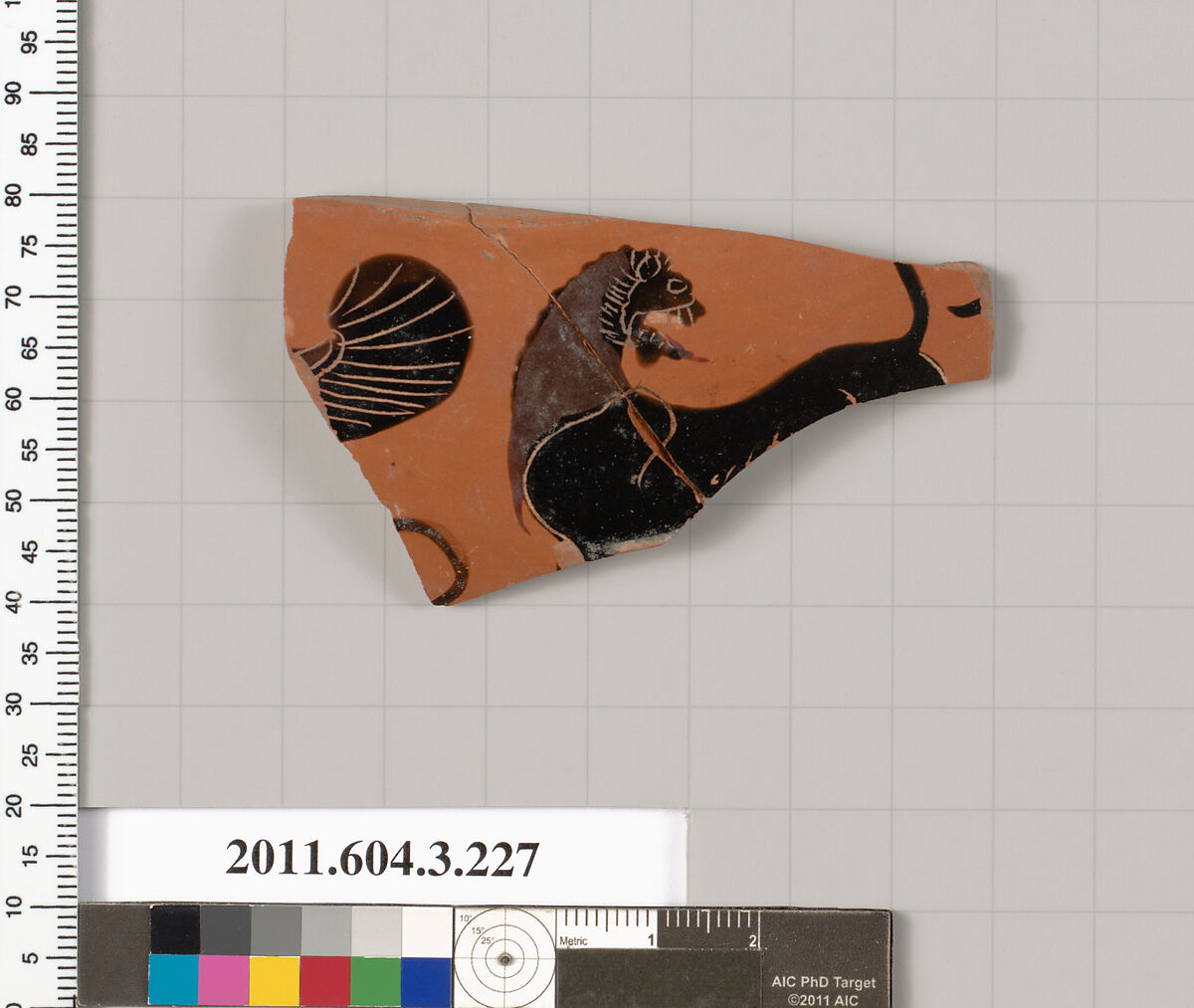 Terracotta fragment of a neck-amphora of Nicosthenic shape (jar)?, Terracotta, Greek, Attic 