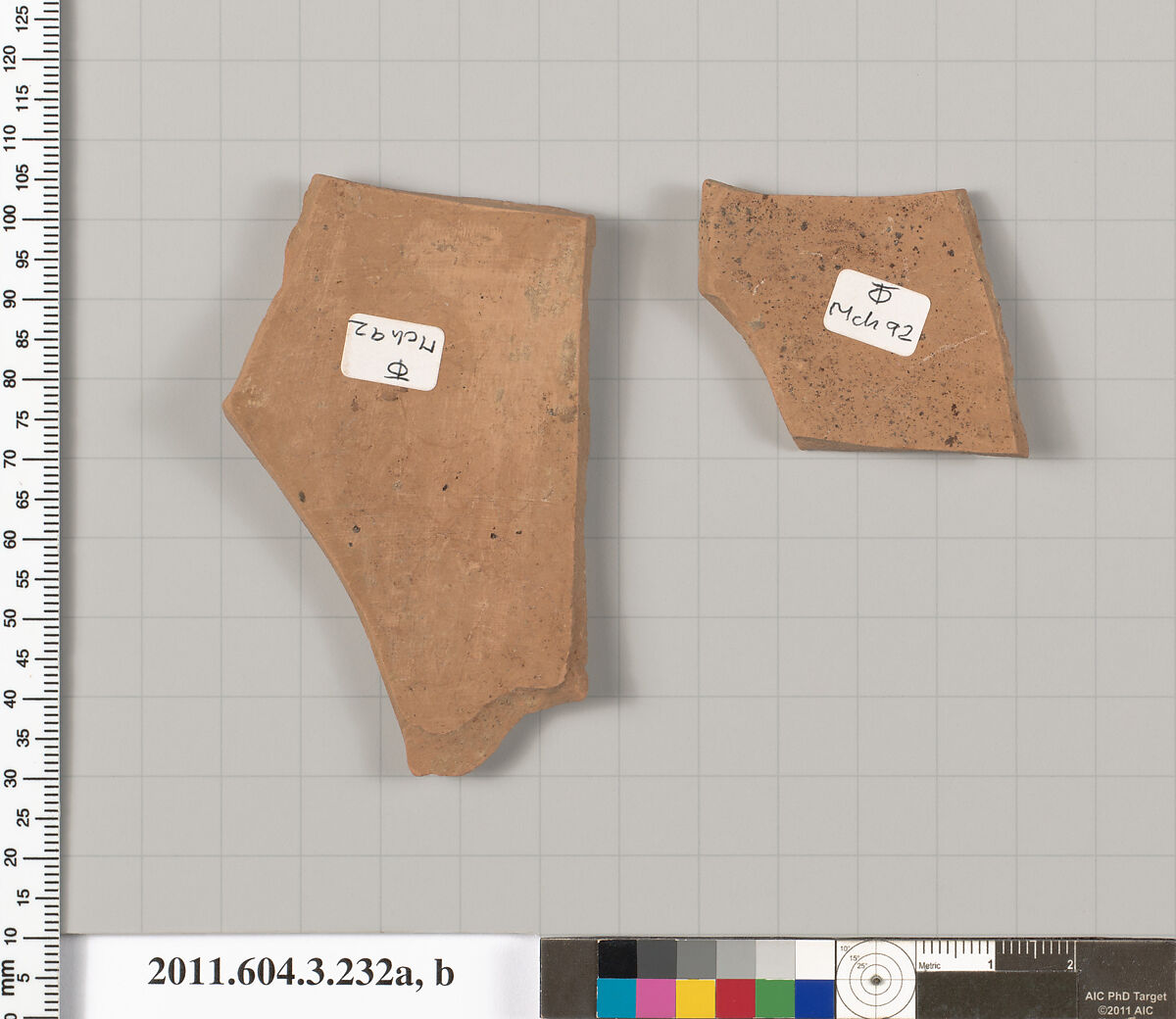 Terracotta fragments of a neck-amphora (jar), Terracotta, Greek, Attic