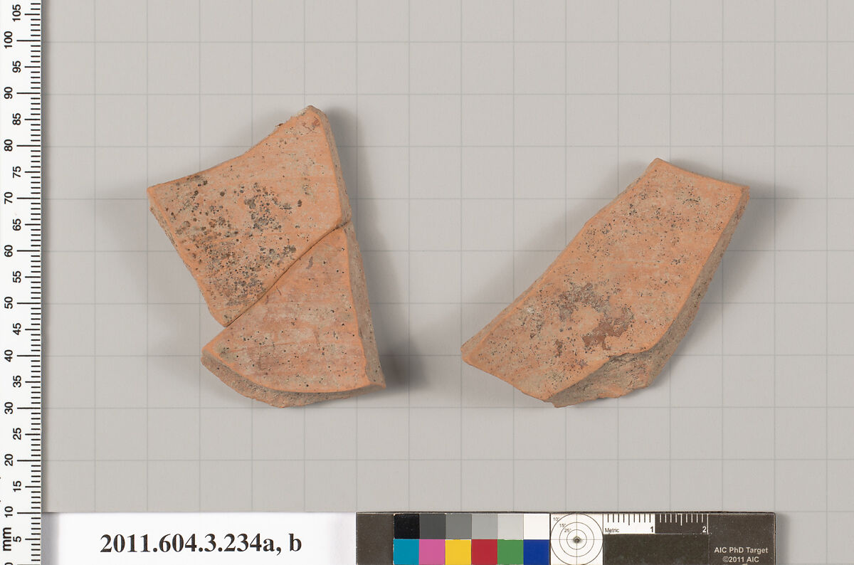 Terracotta fragment of a neck-amphora of Nicosthenic shape (jar)?, Terracotta, Greek, Attic