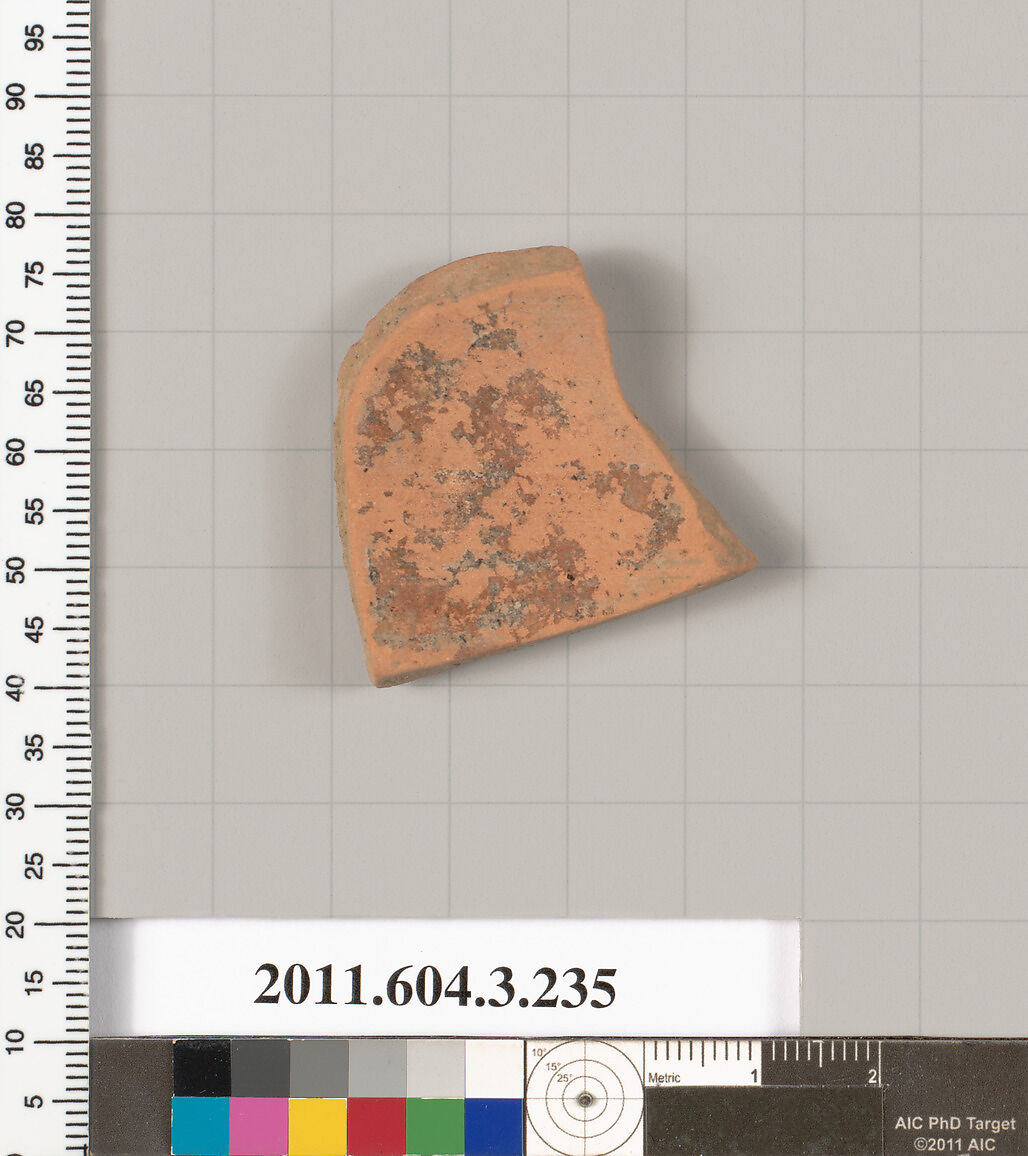 Terracotta fragment of a neck-amphora (jar)?, Terracotta, Greek, Attic