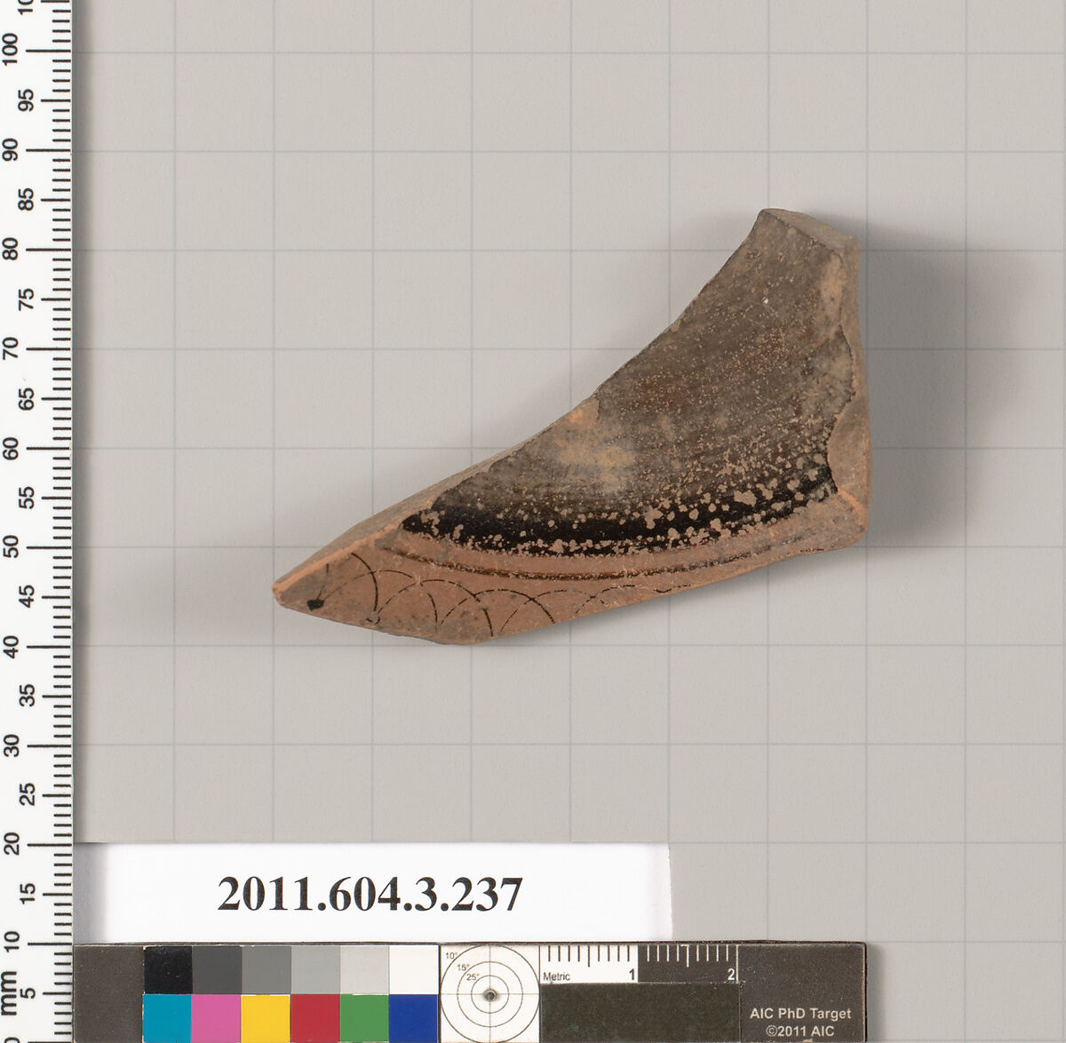Terracotta fragment of a neck-amphora of Nicosthenic shape (jar), Terracotta, Greek, Attic