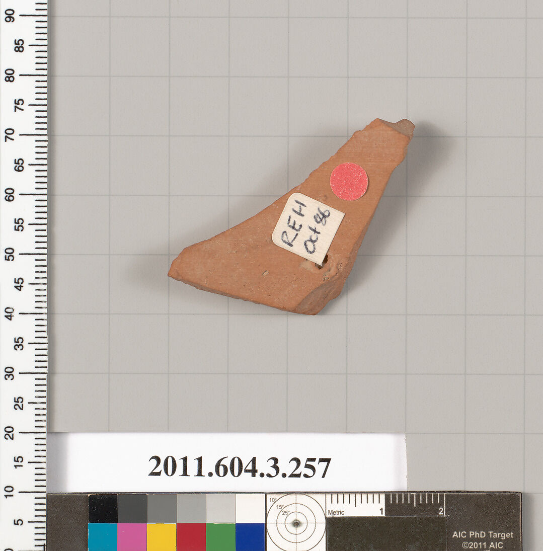 Terracotta fragment of a neck-amphora (jar), Terracotta, Greek, Attic