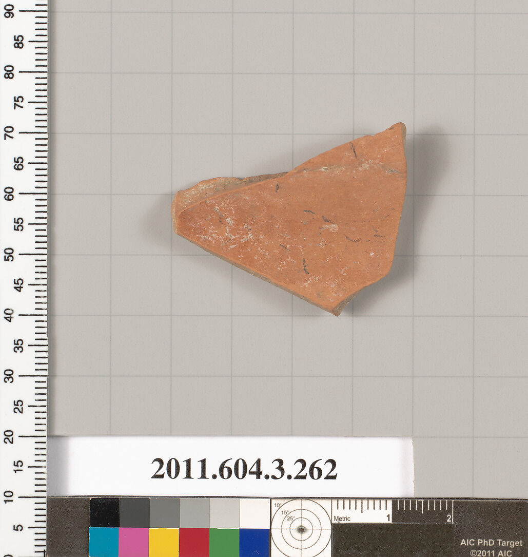 Terracotta fragment from an oinochoe (jug)?, Terracotta, Greek, Attic