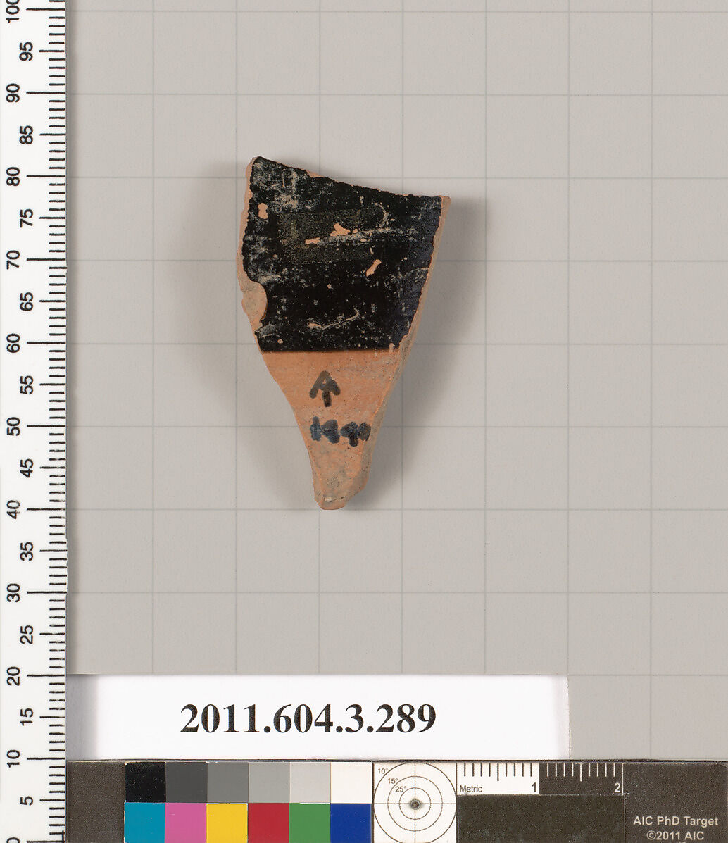 Terracotta fragment of a neck-amphora (jar), Terracotta, Greek, Attic 