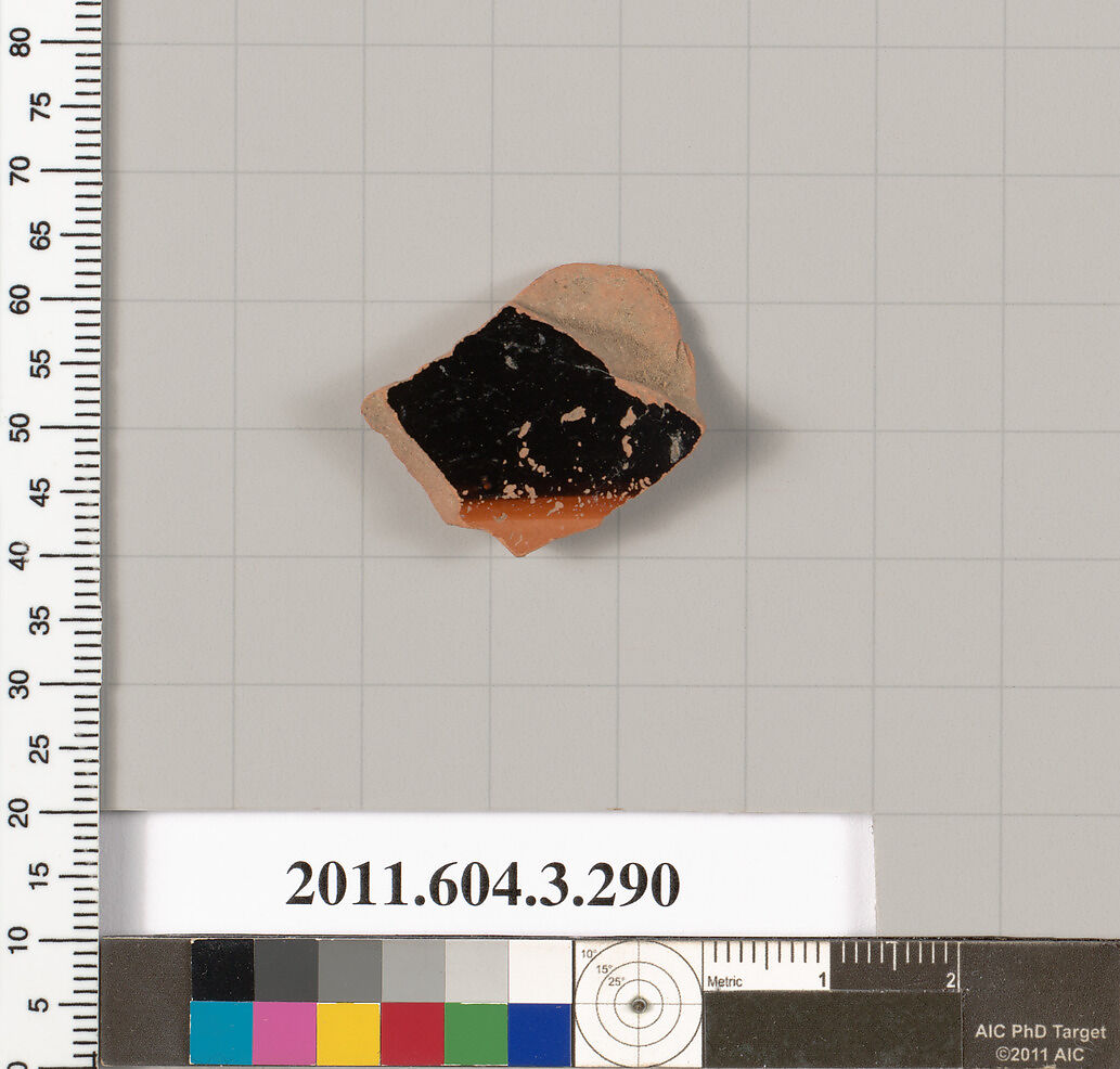 Terracotta fragment of a neck-amphora (jar), Terracotta, Greek, Attic