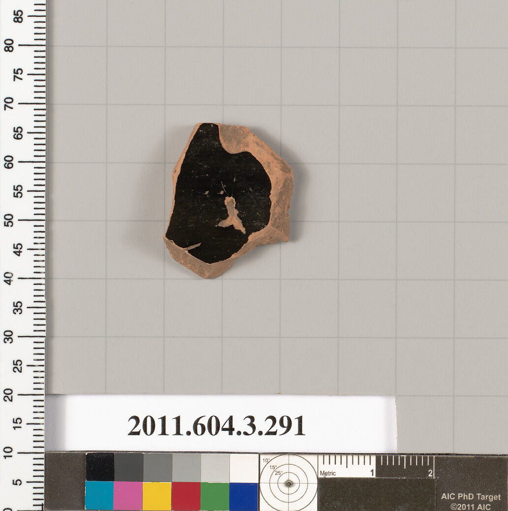 Terracotta fragment of a neck-amphora (jar), Terracotta, Greek, Attic