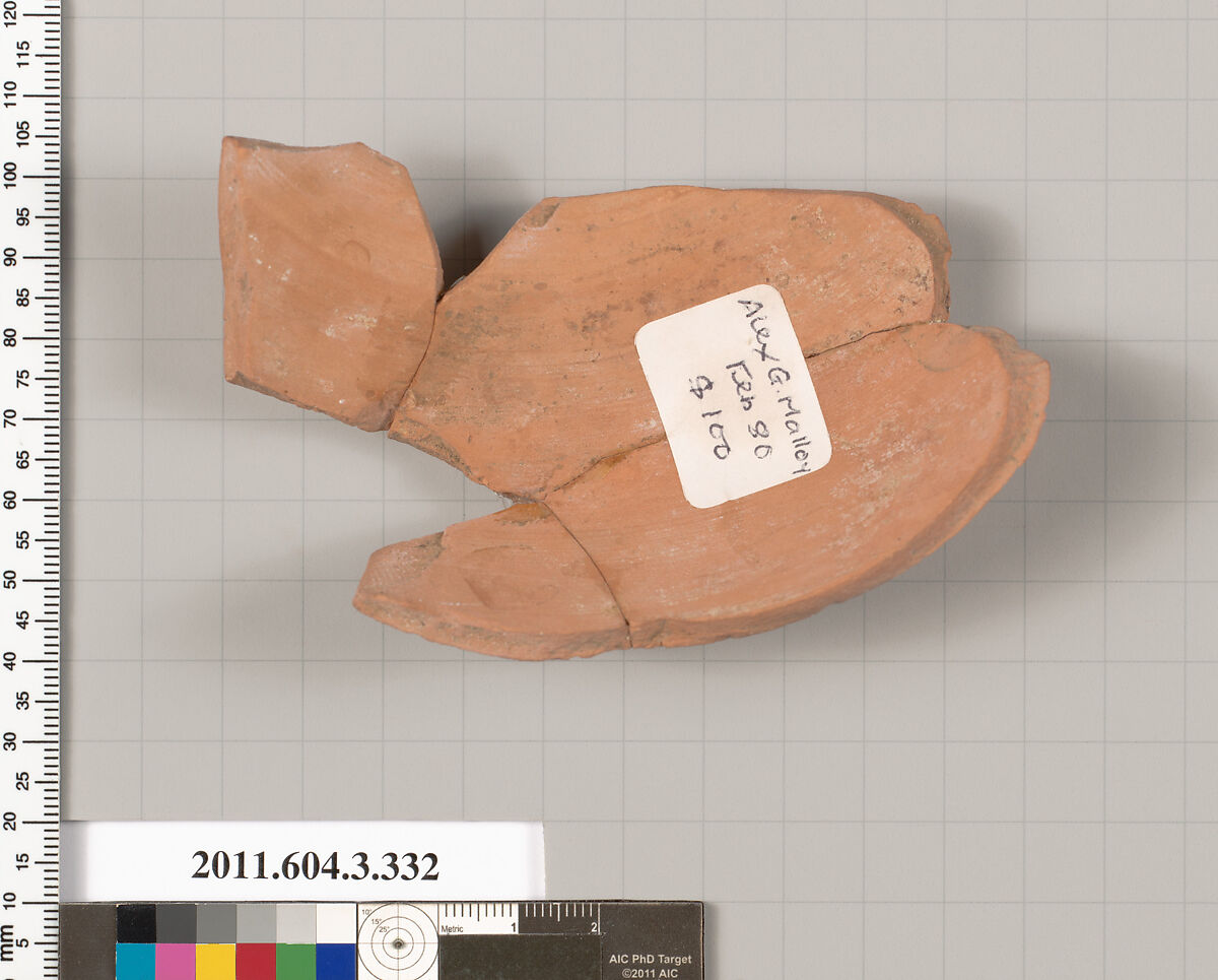 Terracotta fragment of a neck-amphora (jar), Terracotta, Greek, Attic