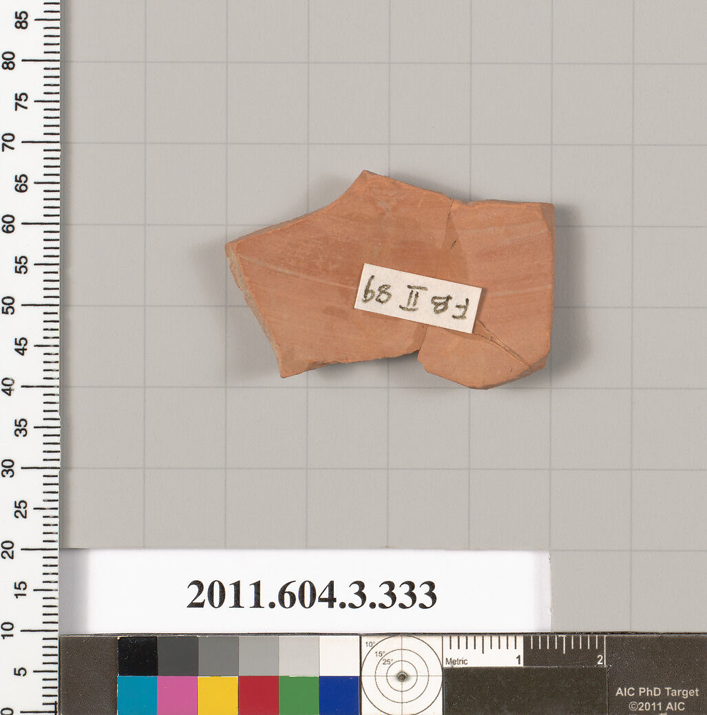 Terracotta fragment of a neck-amphora (jar), Terracotta, Greek, Attic