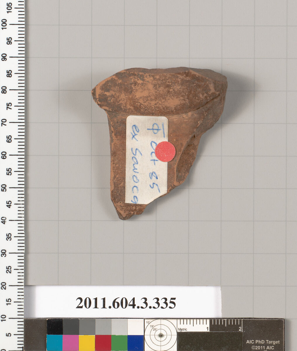 Terracotta fragment of a neck-amphora (jar), Terracotta, Greek, Attic