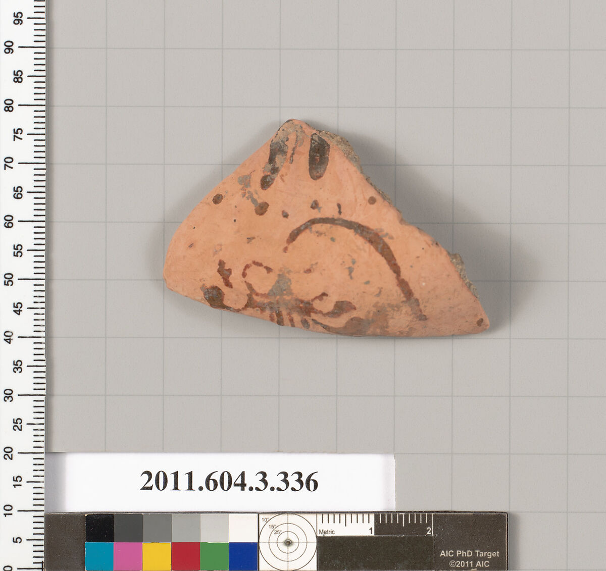 Terracotta fragment of a neck-amphora (jar), Terracotta, Greek, Attic 
