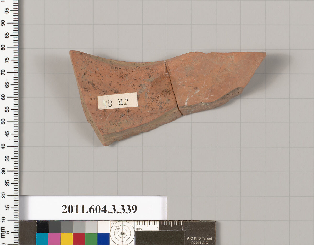 Terracotta fragment of a neck-amphora (jar), Terracotta, Greek, Attic