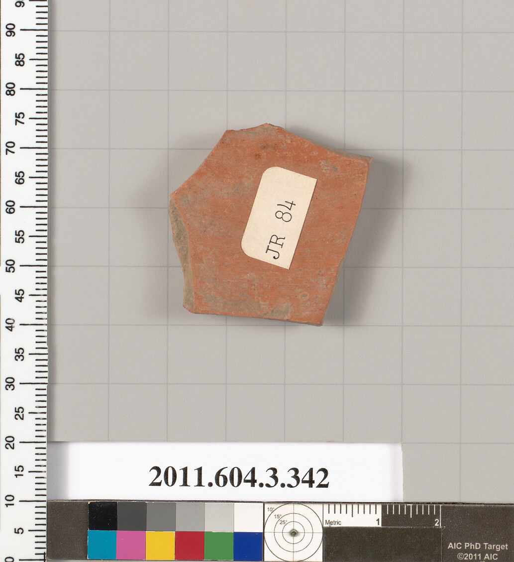 Terracotta fragment of a neck-amphora (jar), Terracotta, Greek, Attic