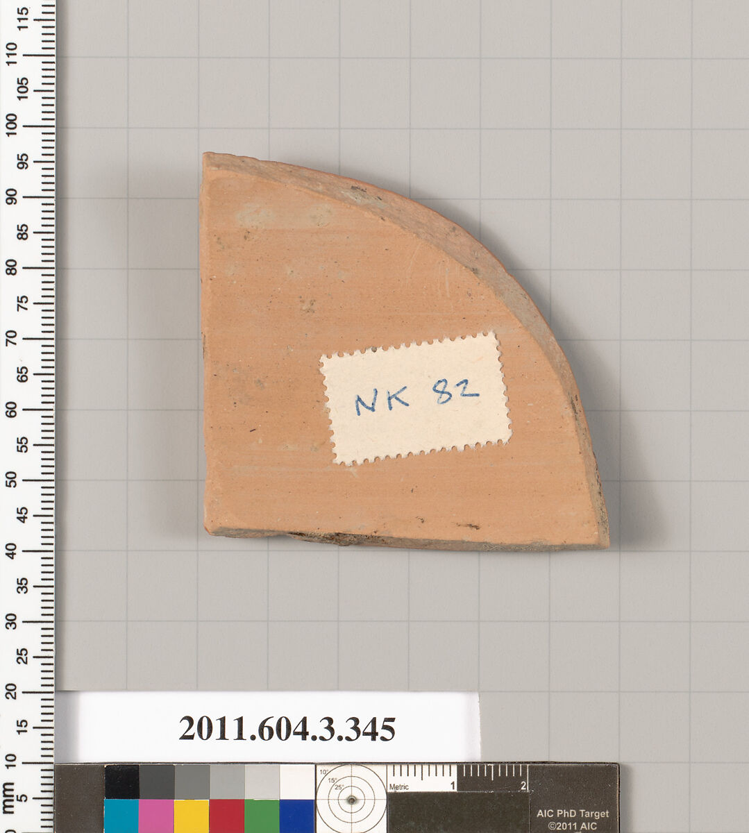 Terracotta fragment of a neck-amphora (jar), Terracotta, Greek, Attic