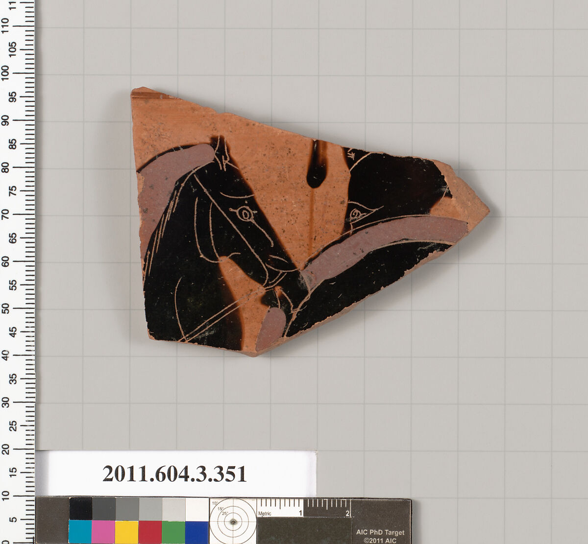 Terracotta fragment of a neck-amphora (jar), Terracotta, Greek, Attic 