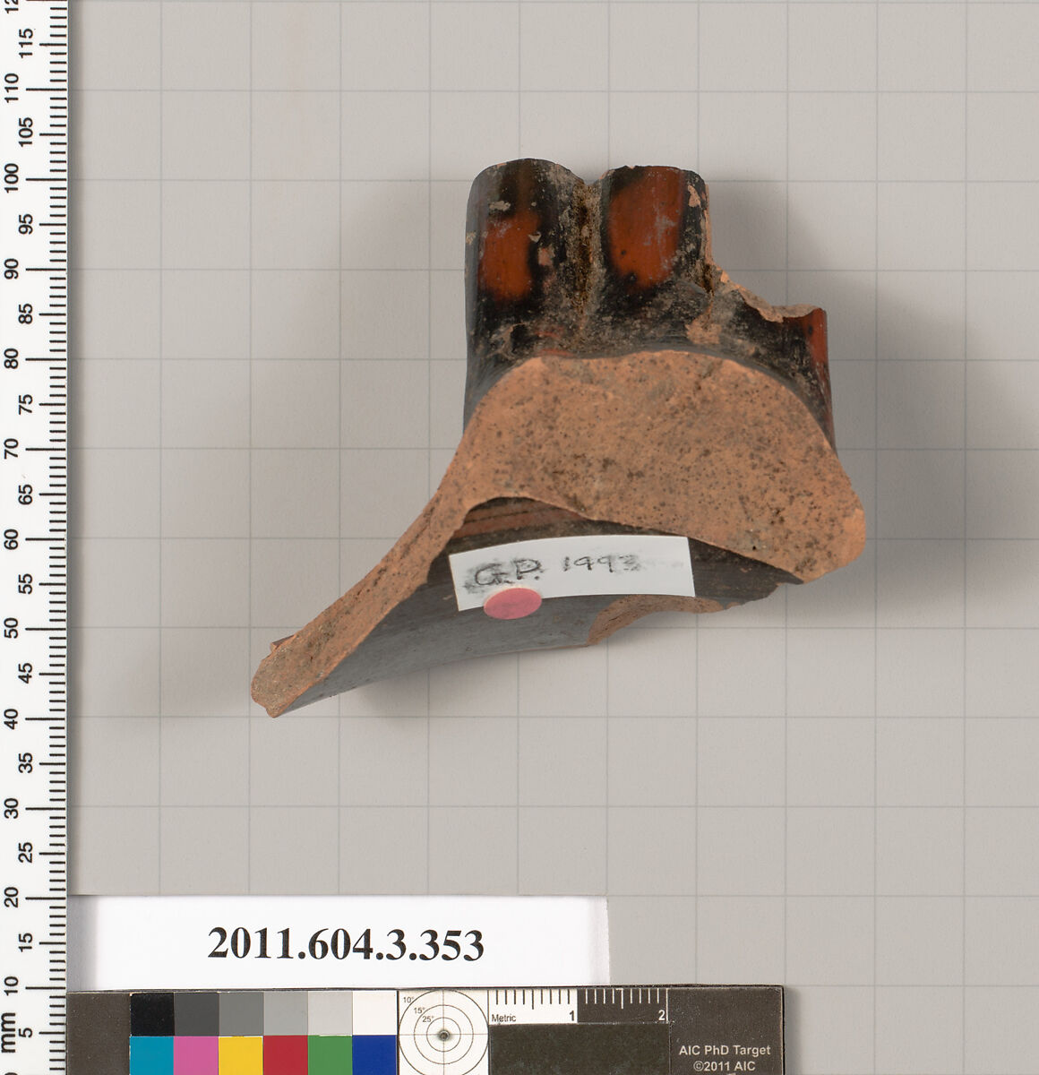 Terracotta fragment of a neck-amphora (jar), Terracotta, Greek, Attic