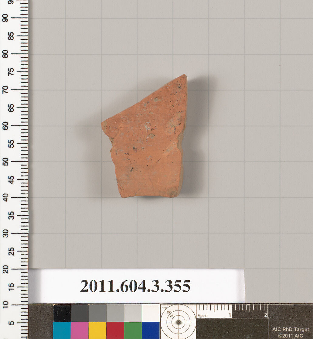 Terracotta fragment of a neck-amphora (jar), Terracotta, Greek, Attic